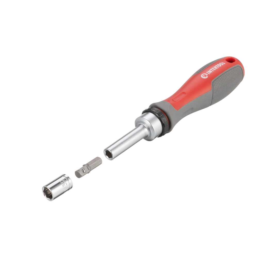INTERTOOL 31 pcs Ratchet Multi-Bit Screwdriver, Attachable Storage Case | VT08-3374