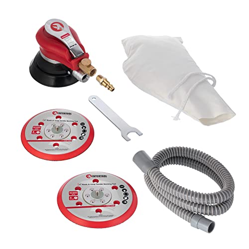 INTERTOOL Pneumatic Random Orbital Sander, 6-inch, Dual Action, Vacuum Ready | PT08-1007