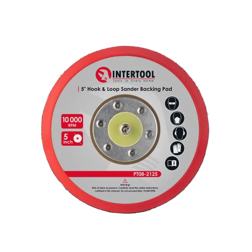 Almohadilla de soporte para lijadora INTERTOOL de 5", con velcro y eje de 5/16", 24 unidades | PT08-2125