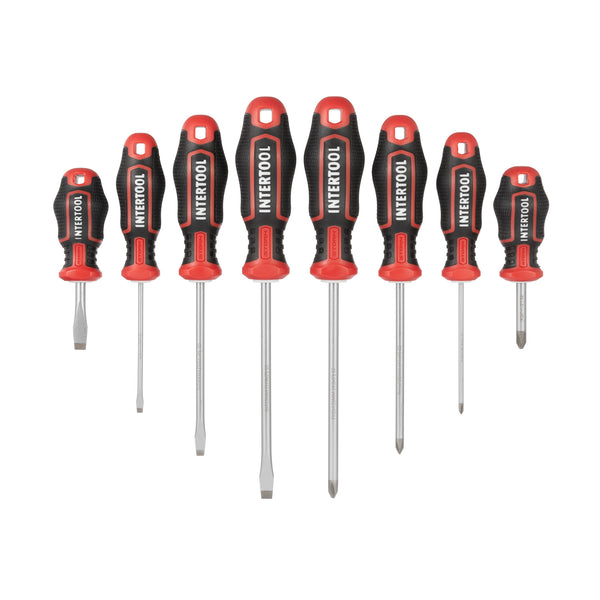 INTERTOOL 12 pcs Screwdriver Set, Precision, Stubby, Wall Mount Rack | VT08-3442