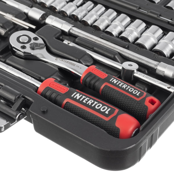INTERTOOL 1/4" Drive Socket and Bit Set, Metric, 46 pcs Compact Hard Case  | ET08-8046