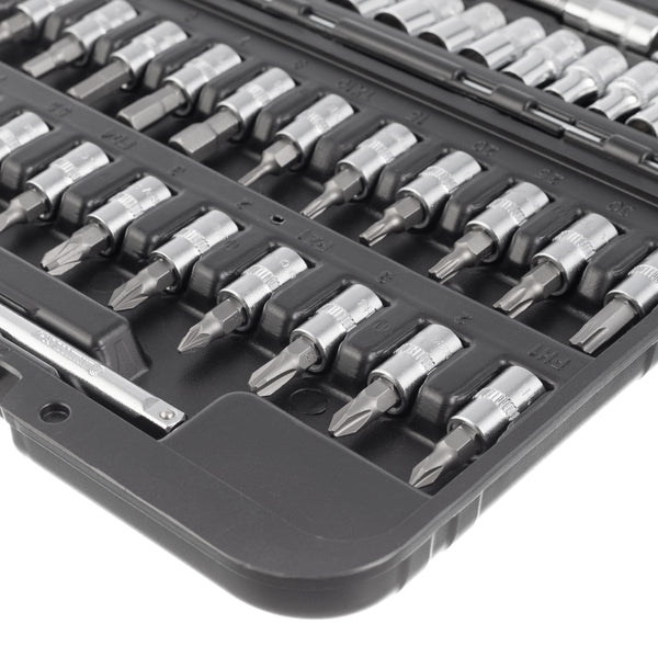 INTERTOOL 1/4" Drive Socket and Bit Set, Metric, 46 pcs Compact Hard Case  | ET08-8046