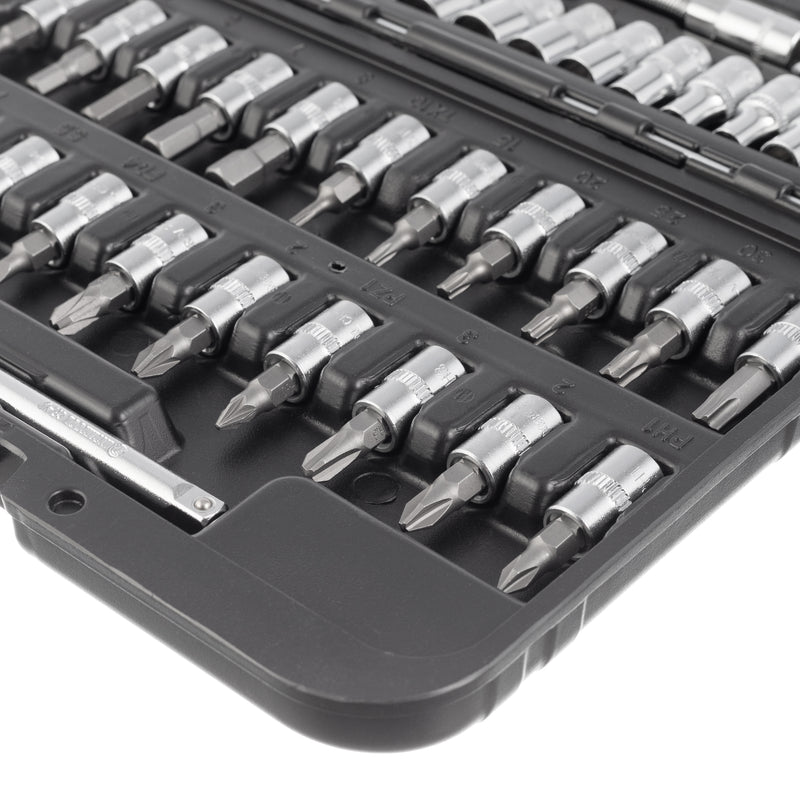 Набор торцевых головок и бит INTERTOOL 1/4", метрический, 46 предметов, компактный жёсткий кейс | ET08-8046 