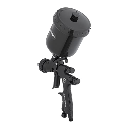 INTERTOOL HVLP Paint Spray Gun - 1.8 mm Air Cap, Automotive Sprayer for Primer and Top Coat, 600 cc Plastic Cup, High-Performance Black M-Diamond Series   | PT08-0168