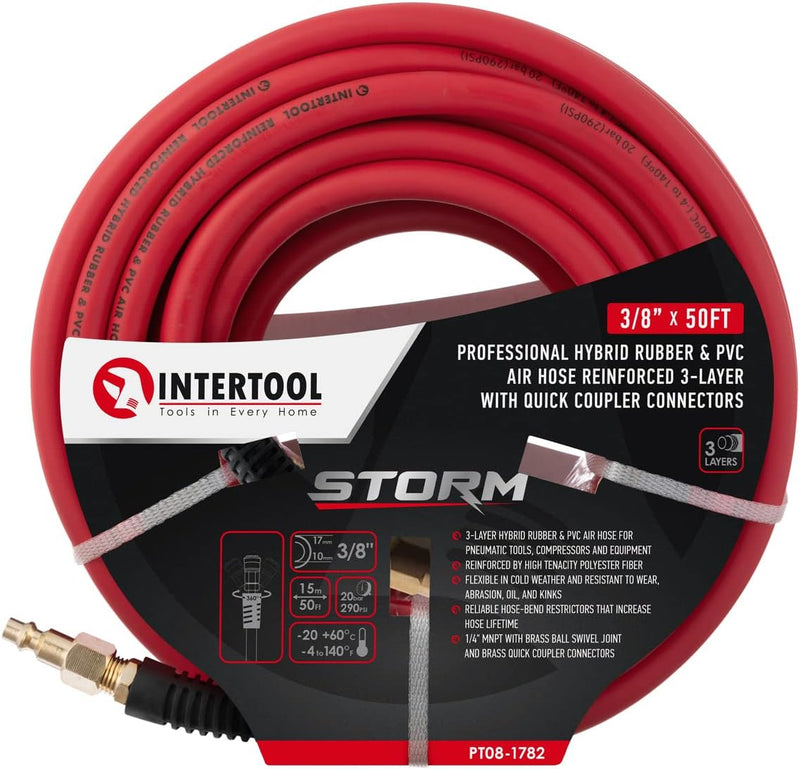 INTERTOOL 3/8” x 50 ft. Hybrid Air Hose | PT08-1782