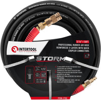Manguera de aire de caucho INTERTOOL de 5/16” x 50 pies: ultraduradera, resistente y resistente a las torceduras, con conexiones de latón | PT08-1732