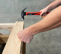 INTERTOOL Curved Claw Hammer, Nail Starter and Milled Face, 1 lb., 12" Fiberglass Handle |  HT08-0224