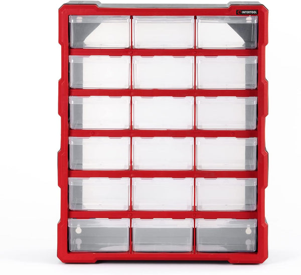 Organizador de almacenamiento de 18 cajones INTERTOOL | Gabinete para piezas pequeñas y ferretería | BX08-4019