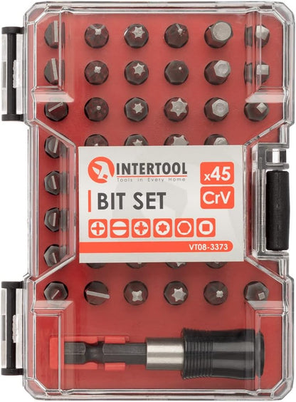 INTERTOOL 45 pcs Chrome Vanadium Steel Screwdriver Bit Set | VT08-3373