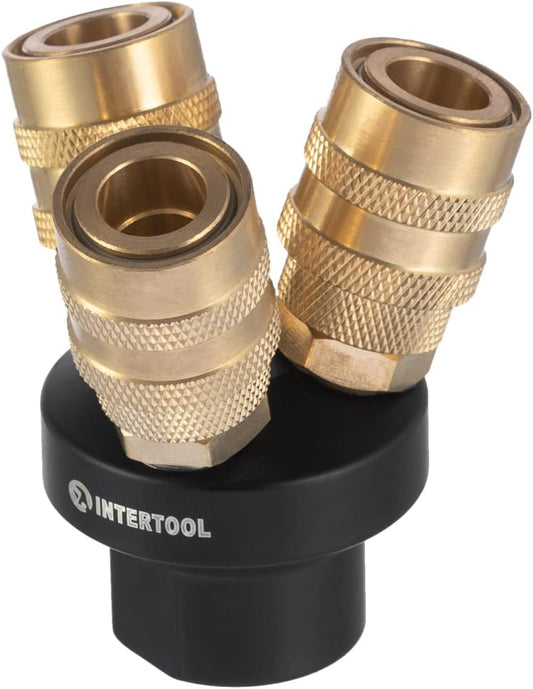 INTERTOOL Air Splitter Manifold, 2-Way, Round, Brass Couplers | PT08-1852