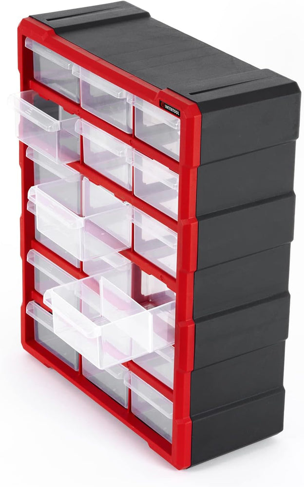 Organizador de almacenamiento de 18 cajones INTERTOOL | Gabinete para piezas pequeñas y ferretería | BX08-4019