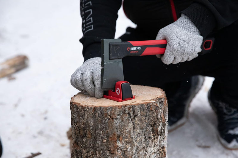 INTERTOOL Axe & Knife Sharpener - Ceramic Stone Grinding Wheel, Multipurpose Blade Tool, Fiberglass Case |  HT08-0553