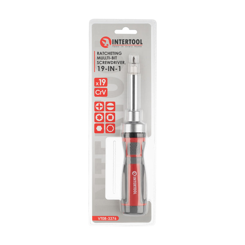 INTERTOOL 19 in 1 Ratchet Multi-Bit Screwdriver | VT08-3376