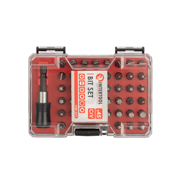 INTERTOOL 45 pcs Chrome Vanadium Steel Screwdriver Bit Set | VT08-3373