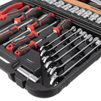 INTERTOOL 1/4", 1/2" Drive Full Mechanics Tool Set, Metric, 56 pcs | ET08-8056