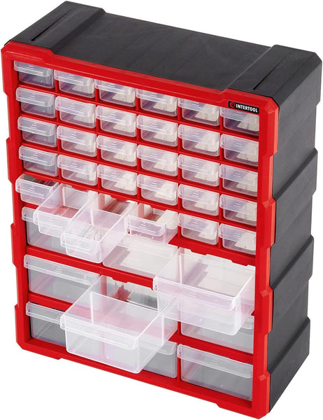 Cajonera INTERTOOL, 39 cajones, 18,7" x 14,9" x 6,2", plástico | BX08-4013 