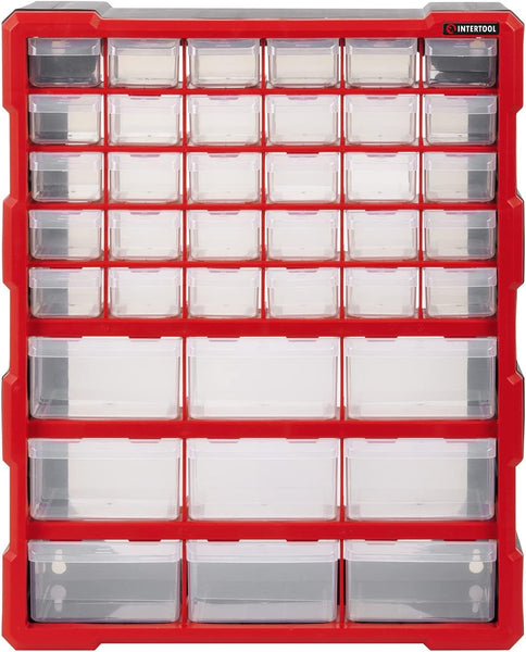 Cajonera INTERTOOL, 39 cajones, 18,7" x 14,9" x 6,2", plástico | BX08-4013 