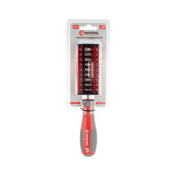 INTERTOOL 37 pcs Multi-Bit Screwdriver, Attachable Storage Case | VT08-3375
