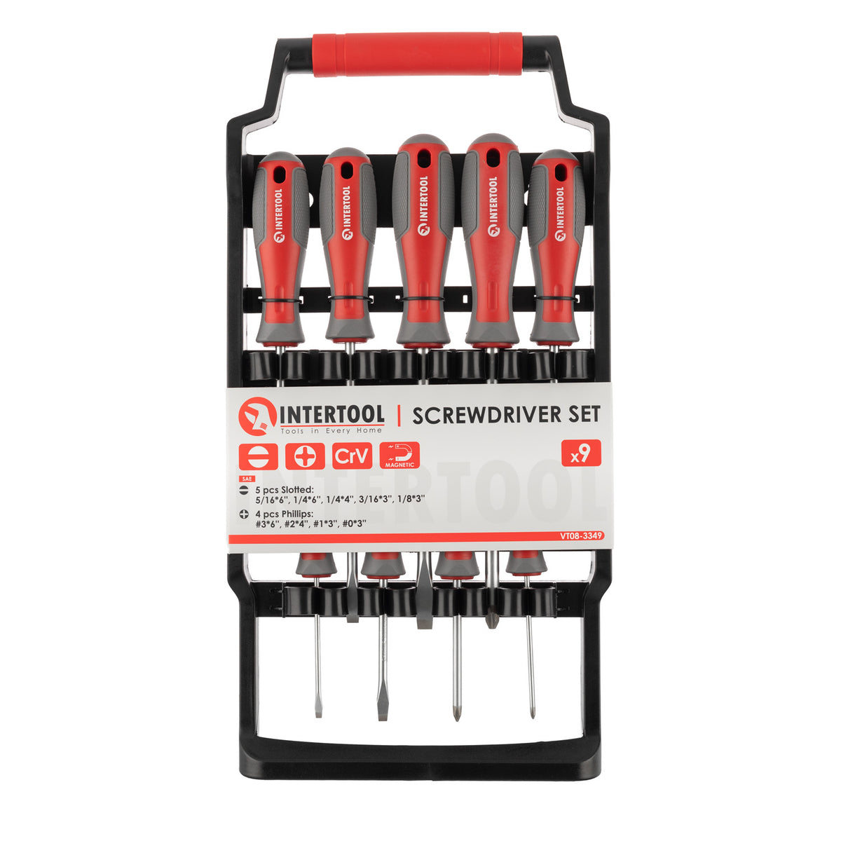 INTERTOOL 9 pcs Screwdriver Set, Phillips & Slotted | VT08-3349