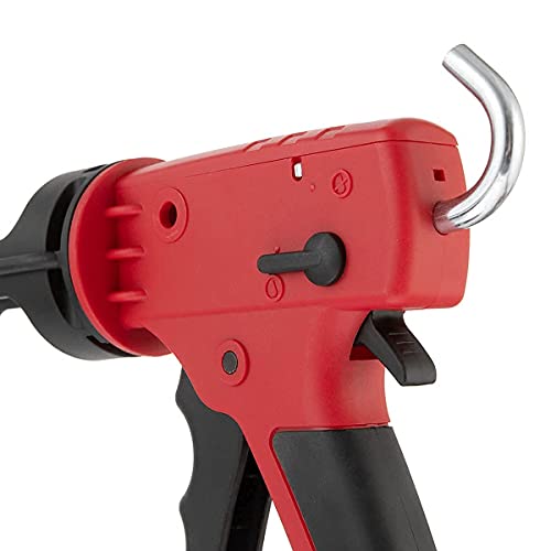 Pistola de calafateo antigoteo INTERTOOL - Relación de empuje 12:1, pistola de silicona antigoteo de 10 oz para ventanas, baños y cocinas | HT08-0028