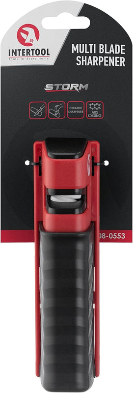 INTERTOOL Axe & Knife Sharpener - Ceramic Stone Grinding Wheel, Multipurpose Blade Tool, Fiberglass Case |  HT08-0553