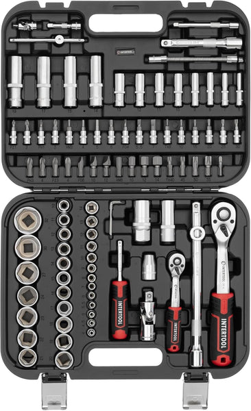 INTERTOOL 94-Piece Metric Socket Set | 1/4” & 1/2” Drive | ET08-8094