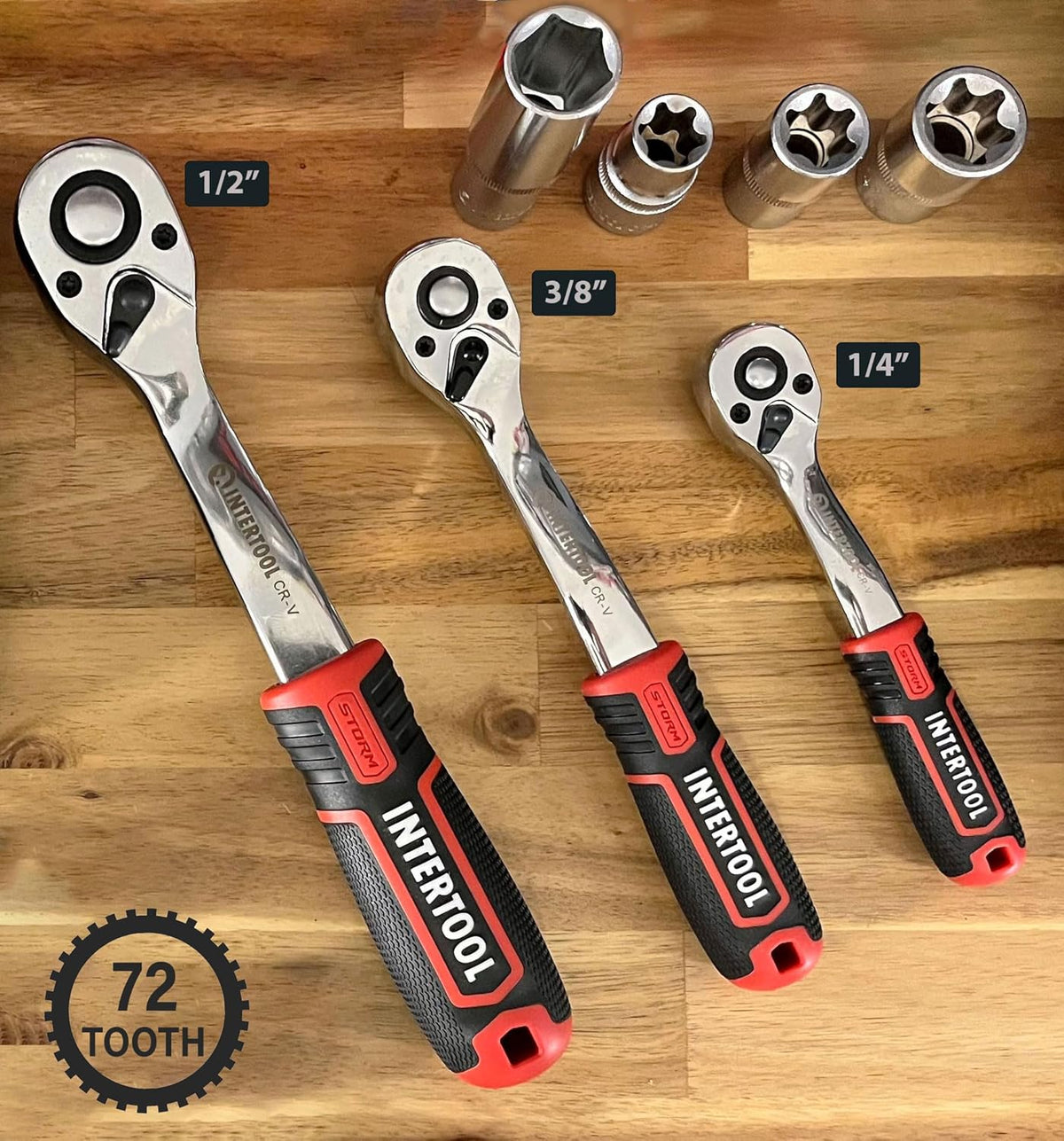 INTERTOOL 3/8" Drive Ratchet, 72-Teeth, Offset, 8" | ET08-8002