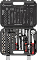 INTERTOOL 73-Piece Metric Socket Set | 1/4” & 1/2” Drive | ET08-8073