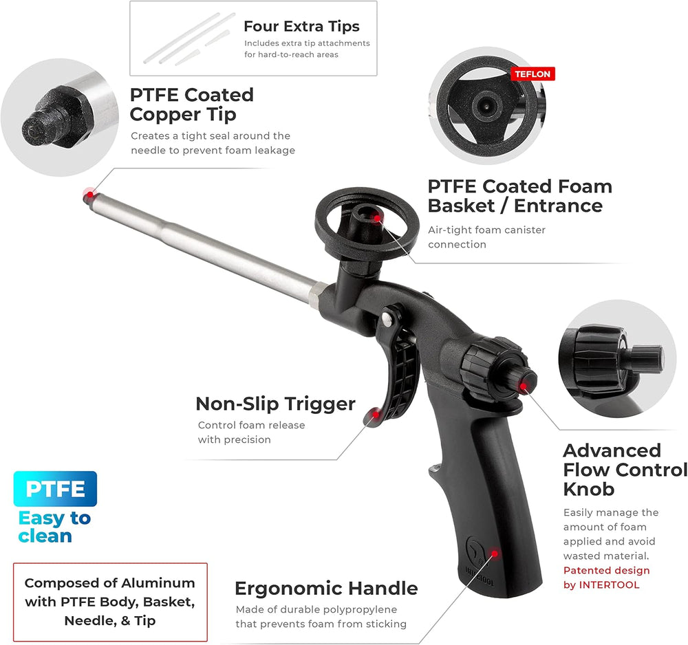 INTERTOOL Foam Gun Stainless Steel PTFE Non-Stick | PT08-0605