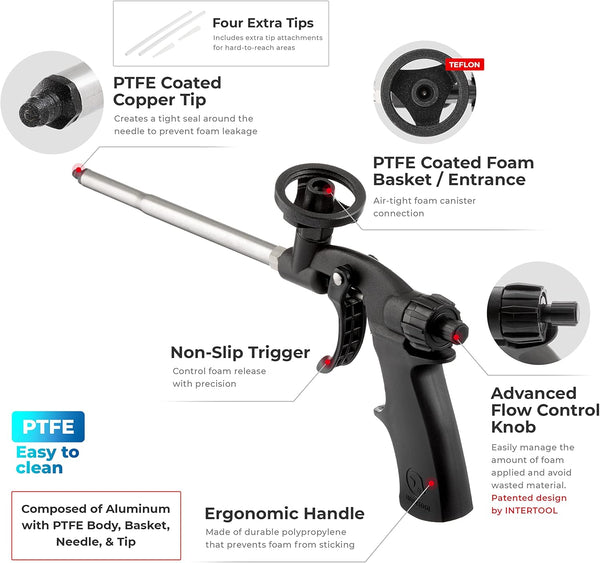 INTERTOOL Foam Gun Stainless Steel PTFE Non-Stick | PT08-0605