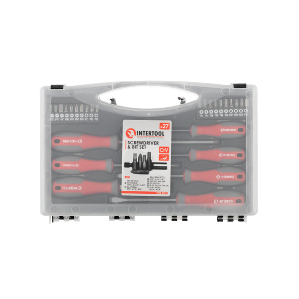 INTERTOOL 27-Piece Magnetic Screwdriver Set in Plastic Case| VT08-3351