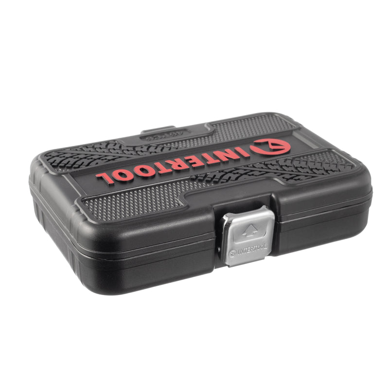 Набор торцевых головок и бит INTERTOOL 1/4", метрический, 46 предметов, компактный жёсткий кейс | ET08-8046 