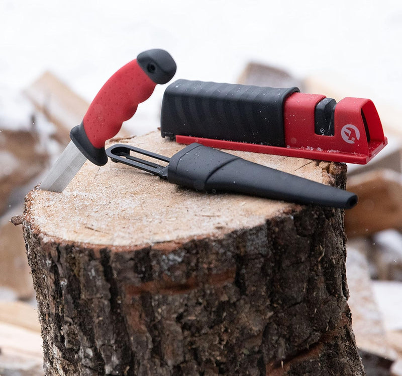 INTERTOOL Axe & Knife Sharpener - Ceramic Stone Grinding Wheel, Multipurpose Blade Tool, Fiberglass Case |  HT08-0553