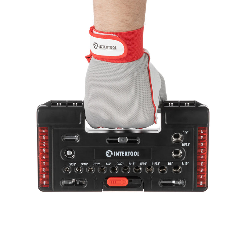 Juego de 57 mini dados y puntas INTERTOOL, llave de tubo de 1/4", estuche portátil | VT08-3657