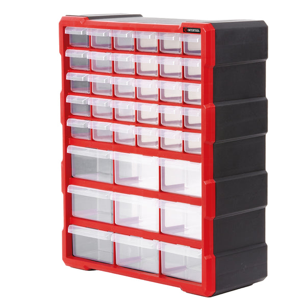 Cajonera INTERTOOL, 39 cajones, 18,7" x 14,9" x 6,2", plástico | BX08-4013 