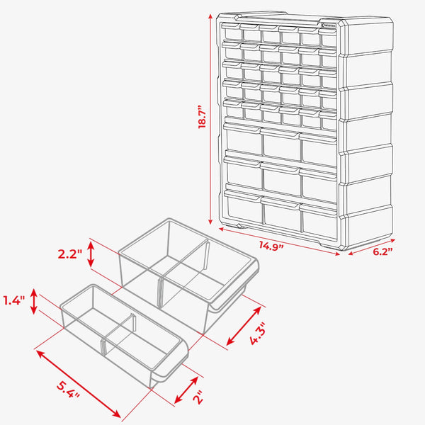 INTERTOOL Small Parts Organizer, 39 Removeable Drawers | BX08-4013