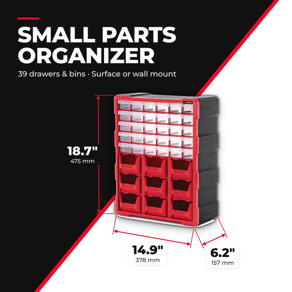 INTERTOOL Small Parts Organizer, 39 Removeable Drawers + Bins | BX08-4015