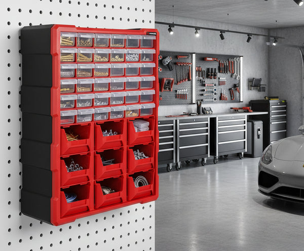 Organizador de almacenamiento de 39 cajones INTERTOOL | Gabinete para piezas pequeñas y ferretería | BX08-4015