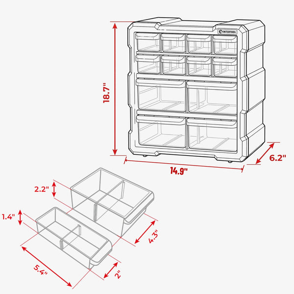INTERTOOL 12-Compartment Small Storage Organizer | BX08-4024