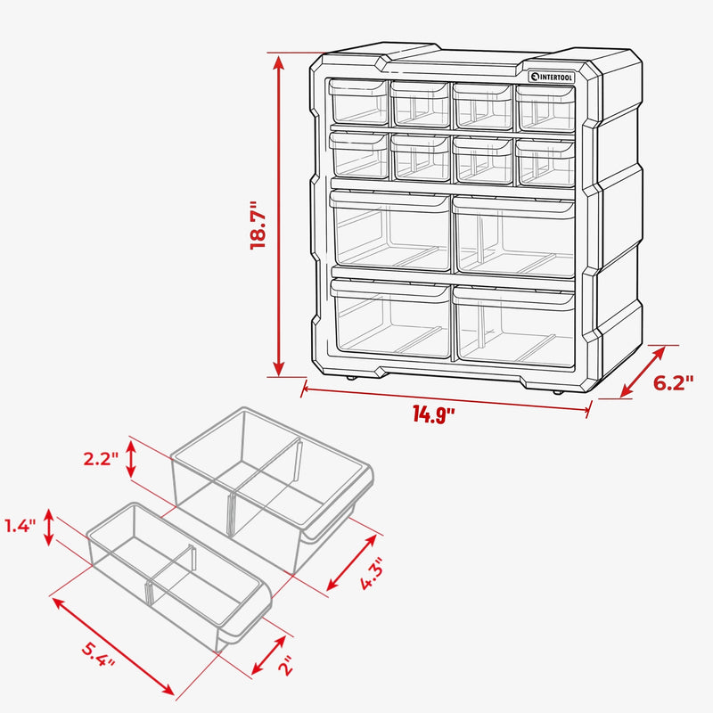 INTERTOOL 12-Compartment Small Storage Organizer | BX08-4024