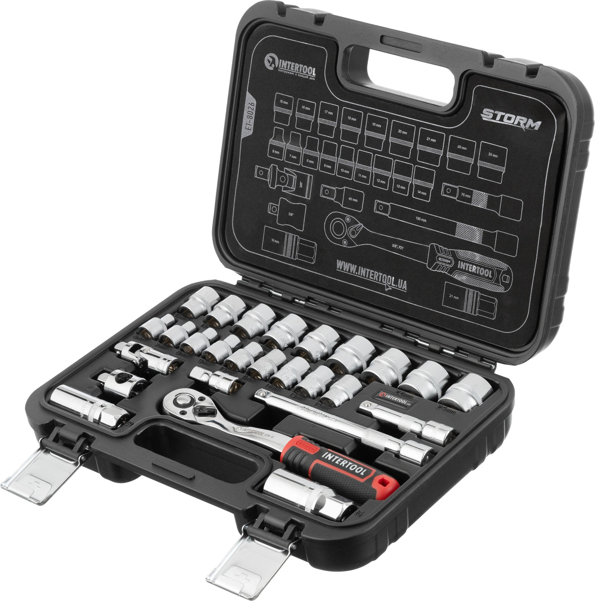 INTERTOOL 3/8" Drive Socket Set, Metric, 26 pcs | ET08-8026