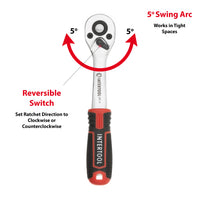 INTERTOOL 1/4" Drive Ratchet, 72-Teeth, Offset, 6" | ET08-8001