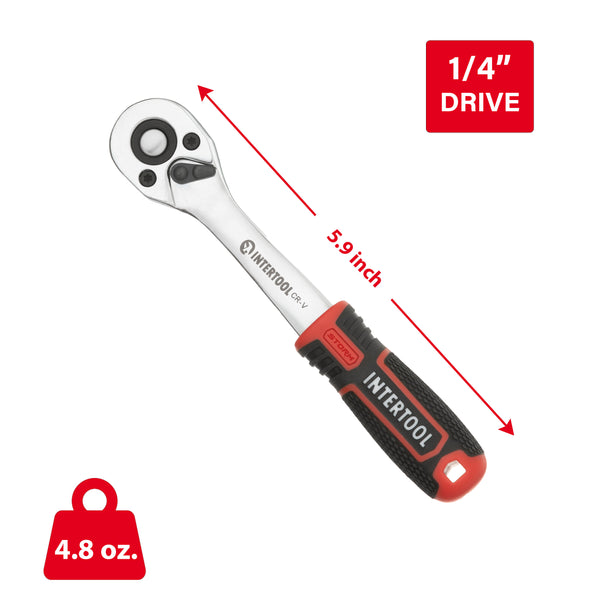 INTERTOOL 1/4" Drive Ratchet, 72-Teeth, Offset, 6" | ET08-8001