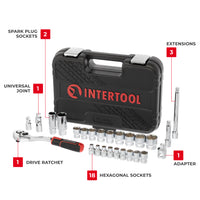 INTERTOOL 3/8" Drive Socket Set, Metric, 26 pcs | ET08-8026