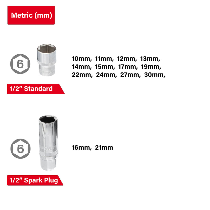 Juego completo de herramientas mecánicas INTERTOOL con accionamiento de 1/4" y 1/2", 100 piezas | ET08-8100 