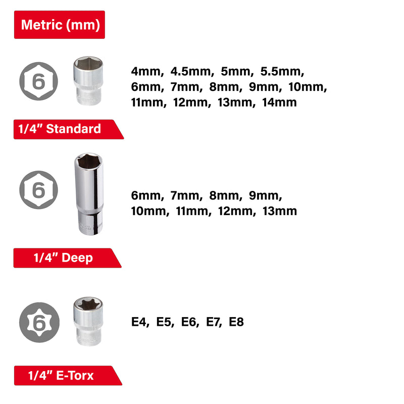 INTERTOOL 110-Piece Metric Socket Set | Super Lock | 1/4” & 1/2” Drive | ET08-8110