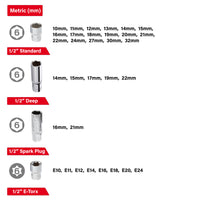 INTERTOOL 110-Piece Metric Socket Set | Super Lock | 1/4” & 1/2” Drive | ET08-8110