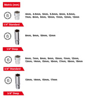INTERTOOL 1/4", 3/8", 1/2" Drive Socket & Spanner Set, Metric, 126 pcs | ET08-8126
