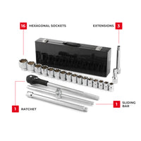 INTERTOOL 3/4" Drive Socket Set, Metric, 21 pcs | ET08-8321