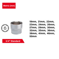 INTERTOOL 3/4" Drive Socket Set, Metric, 21 pcs | ET08-8321